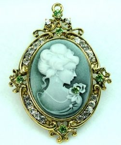 Cameo profile of a man in the shape of his country