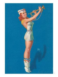 Girl Blowing A Bugle