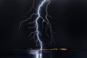 Lightning over a city